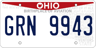 OH license plate GRN9943