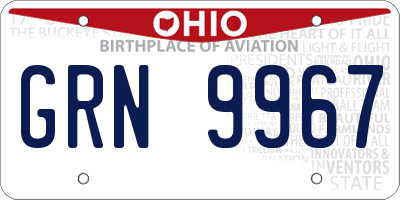 OH license plate GRN9967