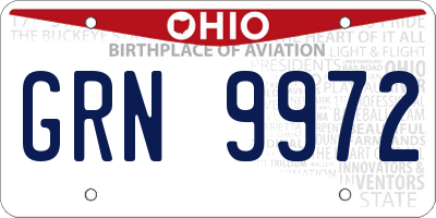 OH license plate GRN9972