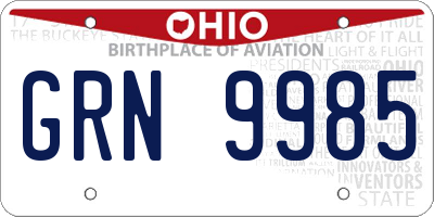 OH license plate GRN9985