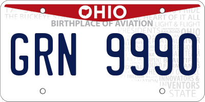 OH license plate GRN9990