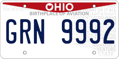 OH license plate GRN9992