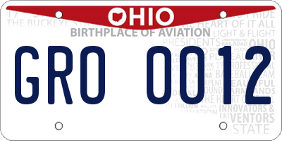 OH license plate GRO0012