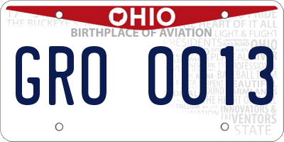 OH license plate GRO0013