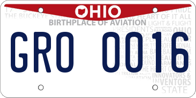 OH license plate GRO0016