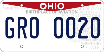 OH license plate GRO0020