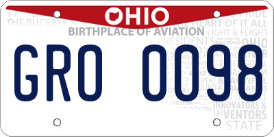 OH license plate GRO0098