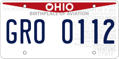 OH license plate GRO0112