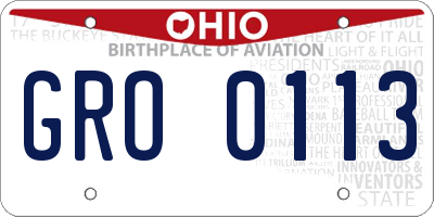OH license plate GRO0113