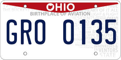 OH license plate GRO0135