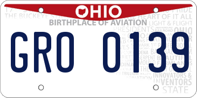 OH license plate GRO0139