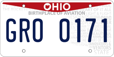 OH license plate GRO0171