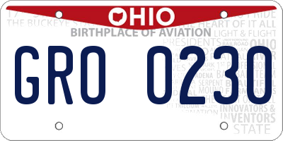 OH license plate GRO0230