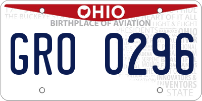 OH license plate GRO0296