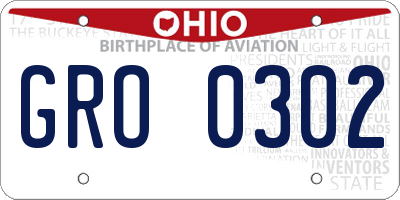 OH license plate GRO0302
