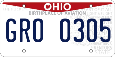 OH license plate GRO0305