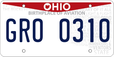 OH license plate GRO0310