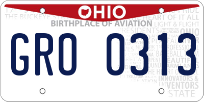 OH license plate GRO0313