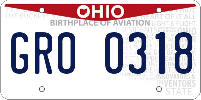 OH license plate GRO0318