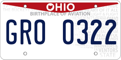 OH license plate GRO0322