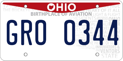 OH license plate GRO0344