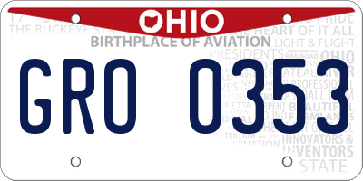 OH license plate GRO0353