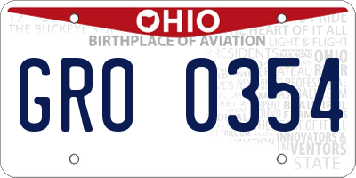 OH license plate GRO0354