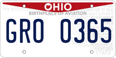 OH license plate GRO0365