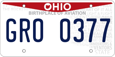 OH license plate GRO0377