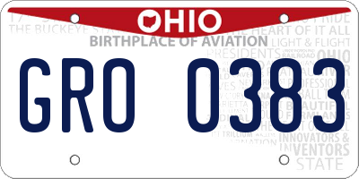 OH license plate GRO0383