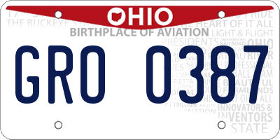 OH license plate GRO0387