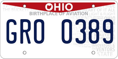 OH license plate GRO0389