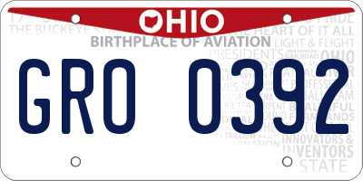 OH license plate GRO0392