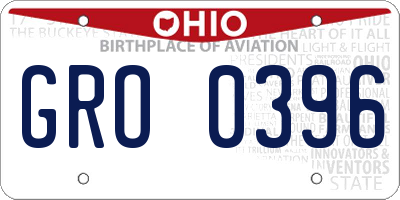 OH license plate GRO0396