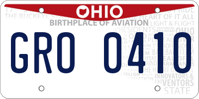 OH license plate GRO0410