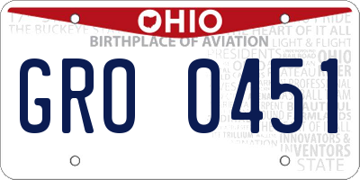 OH license plate GRO0451