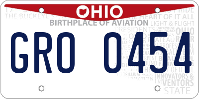 OH license plate GRO0454