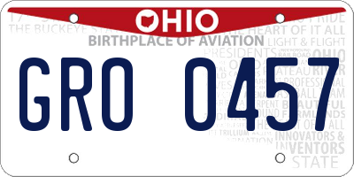 OH license plate GRO0457