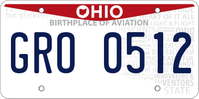 OH license plate GRO0512