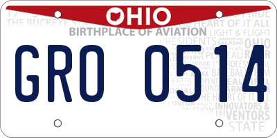 OH license plate GRO0514