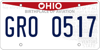 OH license plate GRO0517