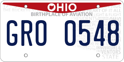 OH license plate GRO0548
