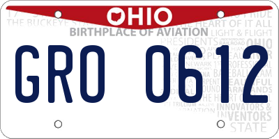 OH license plate GRO0612