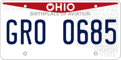 OH license plate GRO0685