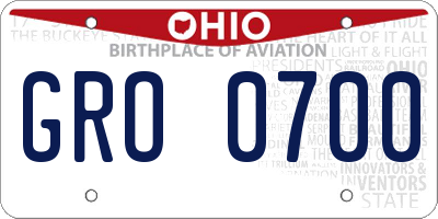 OH license plate GRO0700