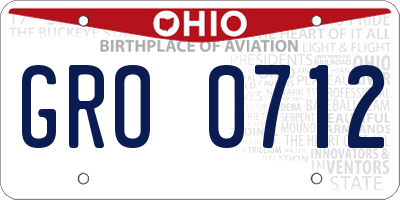 OH license plate GRO0712