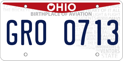 OH license plate GRO0713