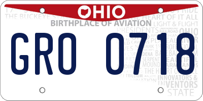 OH license plate GRO0718