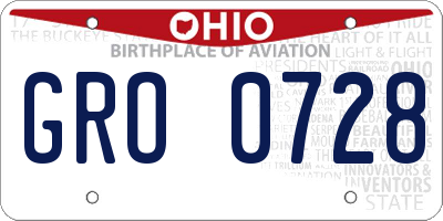 OH license plate GRO0728