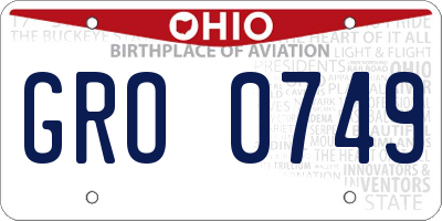 OH license plate GRO0749